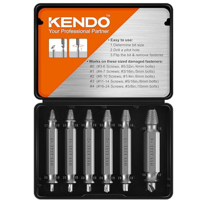 KENDO Tap Extractor Set 6PCS HSS Broken Tap Screw Bolt Remover - style: 6-PCS