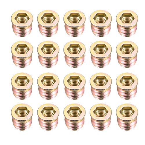 uxcell Wood Furniture M8x13mm Threaded Insert Nuts Interface Hex Socket Drive 20pcs - size: M8x13mm