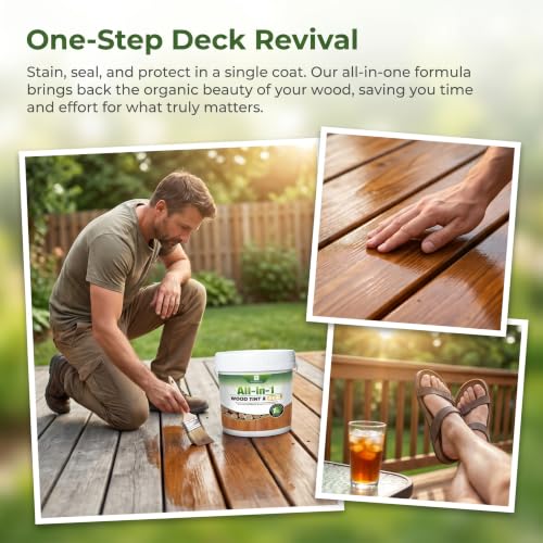 Advanced Wood Stain and Sealer in One, (Transparent, 1Gallon/128oz), Enhances Wood Grain, Waterproof, Flexible, Crack Resistant, Weather Resistant, Non-Toxic Environmentally Friendly - color: Transparent, size: 1Gallon/128oz