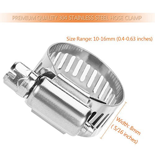 LOKMAN 60 Pack Stainless Steel Hose Clamp Adjustable 3/8'' - 5/8'' (10-16mm) Worm Gear Hose Clamp, Metal Fuel Line Pipe Clamp for Plumbing, Automotive And Mechanical Application - size: 10-16mm (Pack of 3)