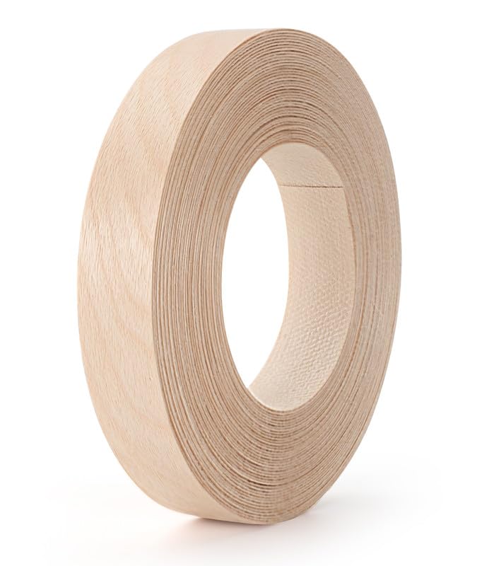 Birch Edge Banding 7/8 Inch x 100 Ft Preglued Iron on Wood Veneer Tape, Natural Birch Iron-On Veneer Edging, Flexible Hot Melt Adhesive Plywood Band Roll for Cabinet and Table Repair - color: Birch, size: 7/8 inch X 100 ft