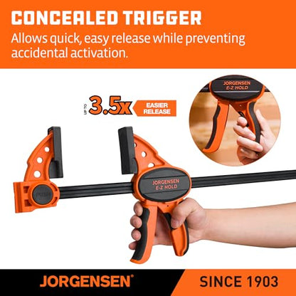 Jorgensen 24" E-Z Hold Medium-Duty Bar Clamps, 400 lbs Load Limit, 2-Pack - size: 24 Inch