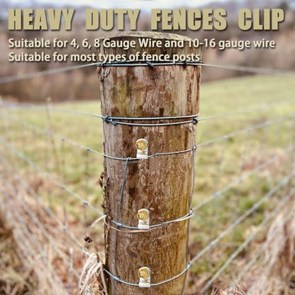 400 PCS T304 Stainless Steel Wire Fence Clips, Fasteners Post Screw with Wire Fixer, Agricultural Fencing Fence Wire Clamps for 4, 6, 8,10 and 12-16Gauge Wire Fencing Livestock Fencing Clips for Wood - size: 400PCS