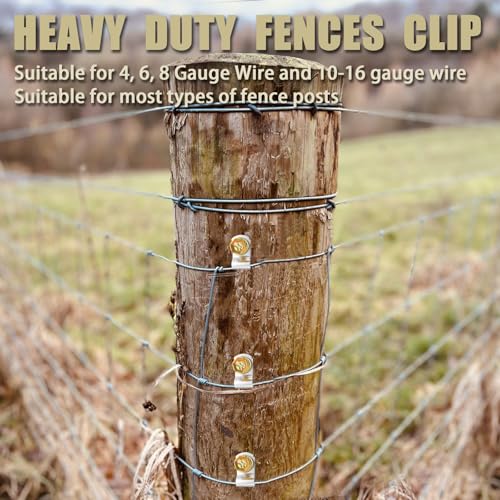 400 PCS T304 Stainless Steel Wire Fence Clips, Fasteners Post Screw with Wire Fixer, Agricultural Fencing Fence Wire Clamps for 4, 6, 8,10 and 12-16Gauge Wire Fencing Livestock Fencing Clips for Wood - size: 400PCS
