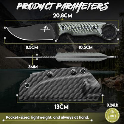 Purple Dragon Fixed Blade Knife with Kydex Sheath -Survival Knife Gray - color: Gray