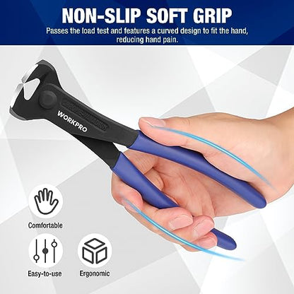 WORKPRO 8 Inch Nail Puller, End Cutting Pliers - Black Finish CR-V Steel - size: Large