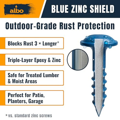 ALBO #8 x 1-1/2" Pocket Hole Screws 400 Pack – Durable Zinc-Coated Carbon Steel, Square Drive, Easy Drive Wood Screws with 6" Driver Bit for Cabinets & DIY Projects - color: Blue, size: #8 x 1-1/2"