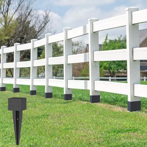 2 Pcs 17" Fence Post Anchor Ground Spike|Black Powder-Coated|6"x6" - size: 6"x 6"