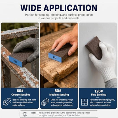 Sanding Sponge, Coarse Medium Fine Grit Sanding Block, Sander Sponges for Drywall Metal, Sandpaper Sponge Sanding Blocks for Wood (4, 220 * 4) - size: 220*4