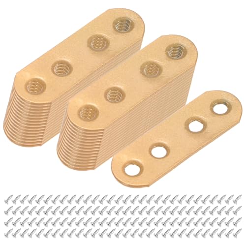 M METERXITY 30-Pack Flat Straight Brackets, 2.17 x 0.71 Inch Flat Bracket Mending for Wood Furniture/ Timber PC Case Holder, Plate Furniture Brace [Gold] - color: Gold