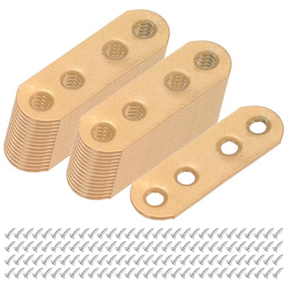 M METERXITY 30-Pack Flat Straight Brackets, 2.17 x 0.71 Inch Flat Bracket Mending for Wood Furniture/ Timber PC Case Holder, Plate Furniture Brace [Gold] - color: Gold