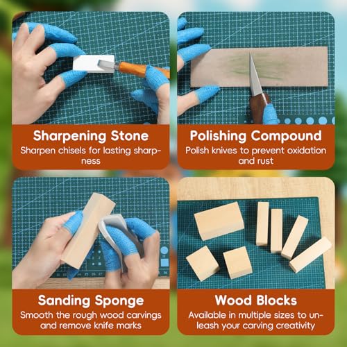 Housolution Wood Carving Kit with Carrying Bag, 30PCS Wood Carving Tools