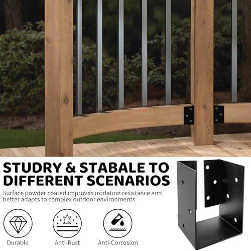 Concealed Joist Hanger Brackets, Woodwork Concealed-Flange Hanger for 4" x 6”(Actual:3.5" x 5.5“) Lumber,U-Shaped Joist Steel Bracket for Wood Fence,Porch,Swing,Handrails(2Pack)