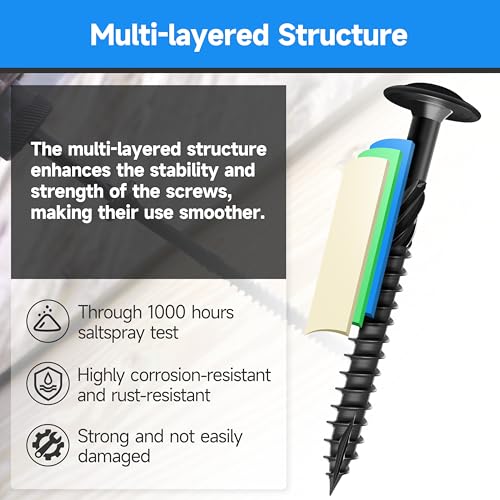 Lag Screws 3 Inch, Construction Wood Screw #14 x 3, 100-Pack Heavy Duty Self Driiling Structural Screws, Black Anti-Rust Coated Exterior Wood/Lag/Timber Screws, Torx/Star Drive Lag Bolts - size: #14 x 3"