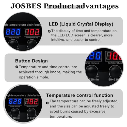 Tool Sterilizers, High temperature sterilization up to 230°C Time Setting, for Nail Salons Dental Clinics Hair Cutting Tools and Daily Household Use Black - color: Black1