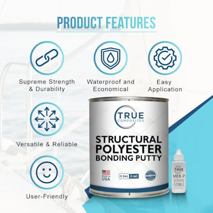 Polyester Bonding Putty, 1 Quart Kit - size: Quart