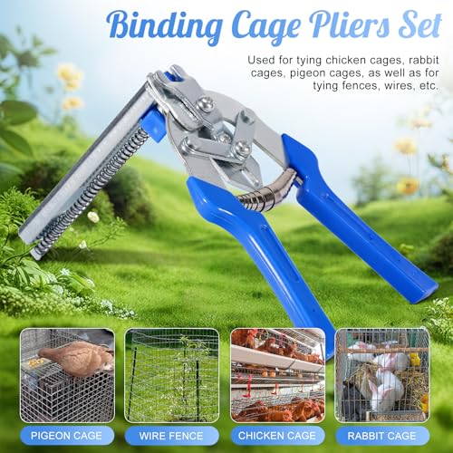 Type M Hog Nail Ring Pliers Kit with 4200pcs M Hog Rings for Wire Cage Building, Wire Net Panel Fence Fastening (Pliers with 4200pcs Rings)