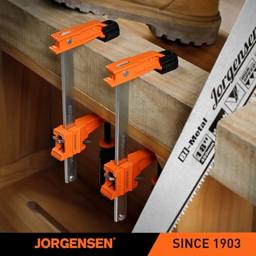 Jorgensen 4" Light-Duty Steel Bar Clamp Set, 300 lbs Load Limit, 2-Pack - size: 4 Inch Light Duty