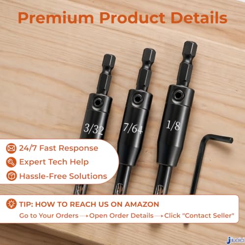 Upgraded Self-Centering Hinge Drill Bit, VIX Bit Set, High Speed Steel - color: Black, size: 3 Pieces