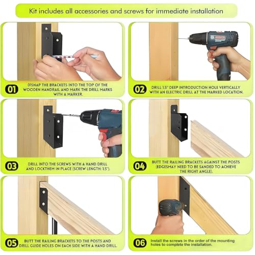 CNQLIS 8PCS 2"x4" Deck Railing 30° Stair Connectors, Black Stainless Steel - size: Angle 30 degrees