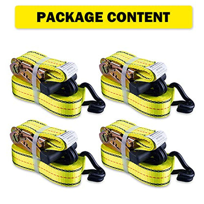 1-1/2in x 15ft Ratchet Cargo Tie Down Straps 4-Pack Heavy Duty