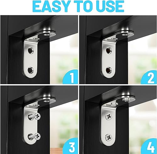 10Pcs L Brackets Corner Brace, Heavy Duty Tiny Brackets, Stainless Steel Right Angle Brackets, 50mmx50mm Joint Right Angle Bracket Fastener for Wood Shelves Dressers Chairs with 40PCS Screws(2"x2") - size: 50x50x16mm（2"x2"x0.63"）