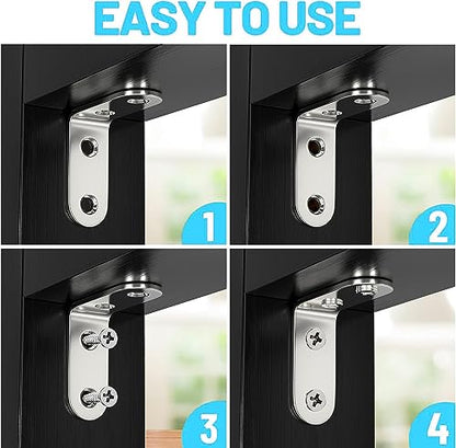 10Pcs L Brackets Corner Brace, Heavy Duty Tiny Brackets, Stainless Steel Right Angle Brackets, 50mmx50mm Joint Right Angle Bracket Fastener for Wood Shelves Dressers Chairs with 40PCS Screws(2"x2") - size: 50x50x16mm（2"x2"x0.63"）