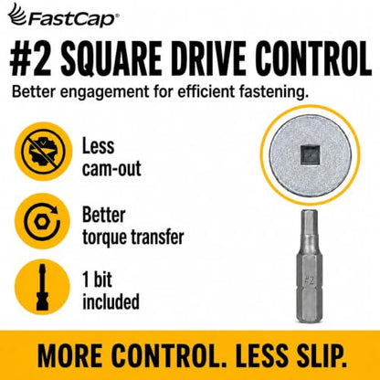 FastCap PowerHead Wood Screws, 3", #2 Square Drive, 150-Pack