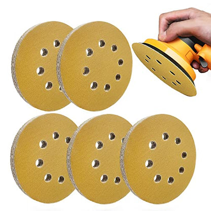 5 Inch Sanding Discs Hook and Loop, 180 Grits 8 Holes Sandpaper Round Orbital Sander Paper for Woodworking Car Boat Metal Polishing, 50pcs - style: 180 grits 50pcs