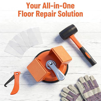 Floor Gap Fixer Tool Kit - Heavy Duty Floor Gap Repair Tool Set with Suction Cup and Rubber Mallet, Laminate Hardwood Vinyl Tile Floor Gap Closing Tool for Home DIY and Professional Use (ORANGE)