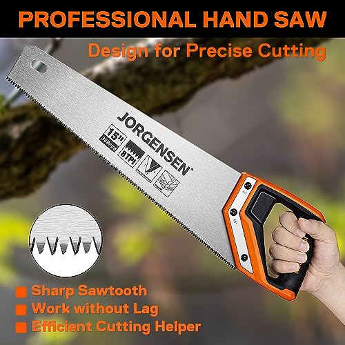 JORGENSEN Japanese Flush Cut Saw - 5 Inch Small Pull Saw & JORGENSEN 15 Inch Pro Hand Saw