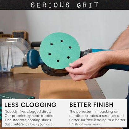 Serious Grit - 6-Inch 49-Hole Sanding Discs - P80-220 Assortment - 10 Pack - size: 6-Inch 6-Hole