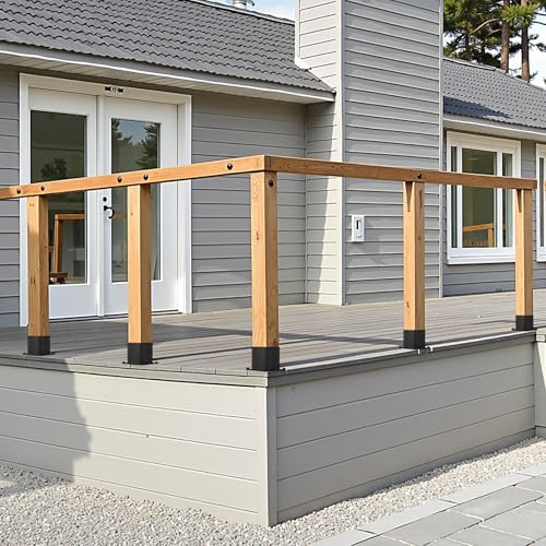 VEVOR 4x4 Post Base 4 Pcs, Inner Size 3.6x3.6 inch / 92x92 mm Post Brackets, Heavy Duty Carbon Steel Decking Posts, Wood Posts Brackets for Pavilion Deck Railing Support Deck Base Plate, Black - size: Full Cover 4x4 4pc
