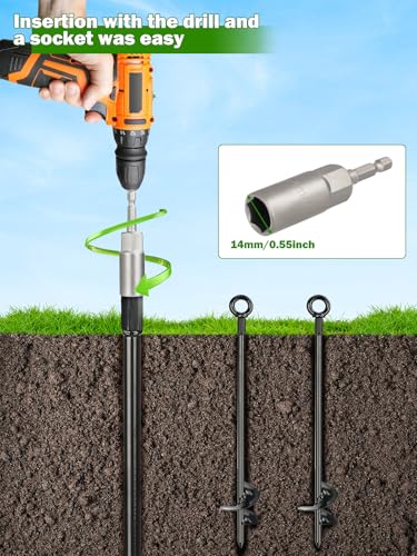 12 Pcs 30" Long Ground Anchors Shed Anchors Kit with 3/16" Galvanized Cable & Turnbuckles & Carabiners, Heavy Duty Earth Anchors for Sheds Trees Trampoline Greenhouse Swing Set Tent - size: 12PCS