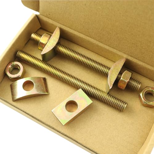 2 Sets Furniture Countertop Connectors Screws Half Moon Pads Nuts Large Classroom Countertop Combination Connectors Table Fasteners for Headboards Footboards Bed Rails Sideboards