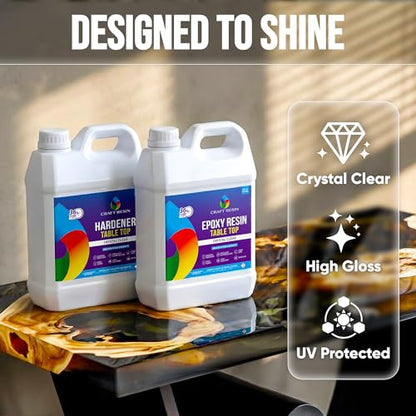 Craft Resin Table Top Epoxy Resin Kit - Ultra Clear, High-Gloss, 2 Gallon - size: 2 Gallons