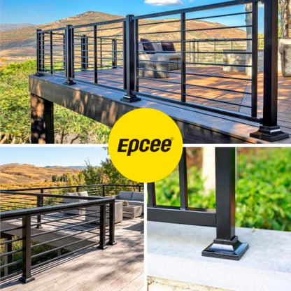 1pcs Post 2" Aluminum Deck Post Base Cover, Post Skirt, Handrail, Stair, Porch, Deck Railing Base Brackets Covers (Black) - color: Black, size: Post 2"x 2" Base 4.5"x4.5"