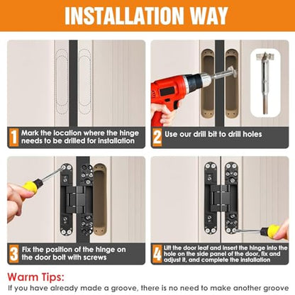 6" Hidden Door Hinge/Concealed Hinges,Invisible Hinges - color: Black, size: 6 Inch