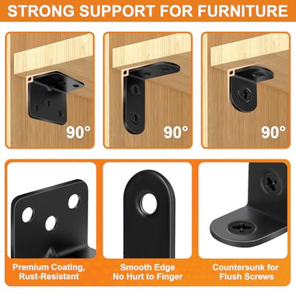 34 Pack L Bracket Corner Brace Kit, 4 Sizes Stainless Steel Corner Bracket - size: 34 Pack-4 Sizes
