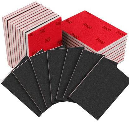20PCS 3 x 4 Inch 400 Grit Sanding Sponge, Ultra Fine Sanding Sponges Pads, Soft Foam Hand Sanding Block Dry Wet Sandpaper Blocks for Model Drywall Metal Wood Furniture Polishing - style: 400 Grit 20PCS