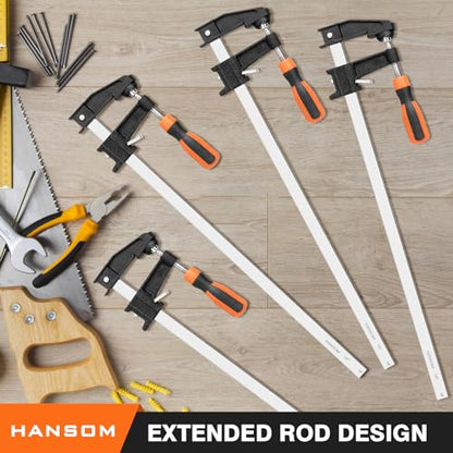 4-Pack 18 inch Bar Clamps,Long Wood Clamps Heavy Duty Force 600 Lbs Adjustable and Release Quickly,Woodworking Clamps Throat Depth 2.5 inch with Plastic Handle - size: 18 INCH/4PCS