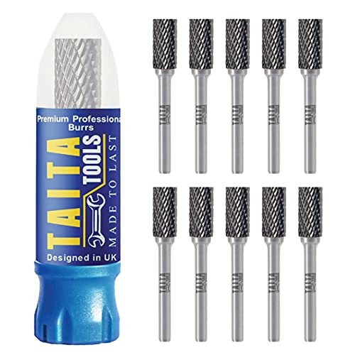 SA-3 Cylindrical Double-Cut Carbide Burr, 1/4 in Shank, 10 Pack - style: 10pc