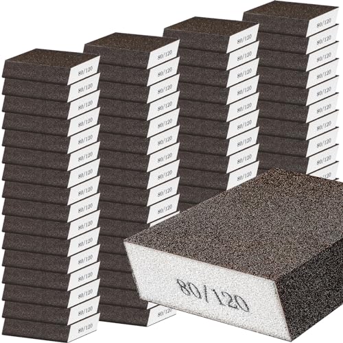 Gisafai 100 Pcs Dual Angle Sanding Sponge Bulk, 80/120 Grit Double Sided - style: 80/120 Grit