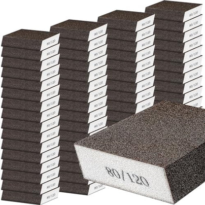 Gisafai 100 Pcs Dual Angle Sanding Sponge Bulk, 80/120 Grit Double Sided - style: 80/120 Grit