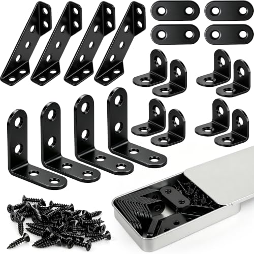 20 Pack L Bracket Corner Brace Kit, 4 Sizes Stainless Steel Corner Bracket