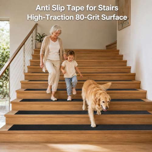 Black Anti Slip Tape, 12 in x 16 ft, 80 Grit Traction Tape - color: Black, size: 12" X 16FT