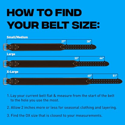 OX Construction Tool Belt + Pouches - Leather Tool Belts For Men - Size XL - color: XL