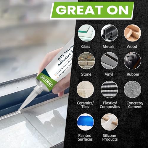 SHIELDOM RTV Silicone Sealant Waterproof Seal & Caulk All-Purpose Adhesive Stronger Adhesion, Shrink & Crack Proof Caulking Sealer for Car, Kitchen, Window, Bathroom, Door - Grey 3.4 Fl. Oz. - color: Grey
