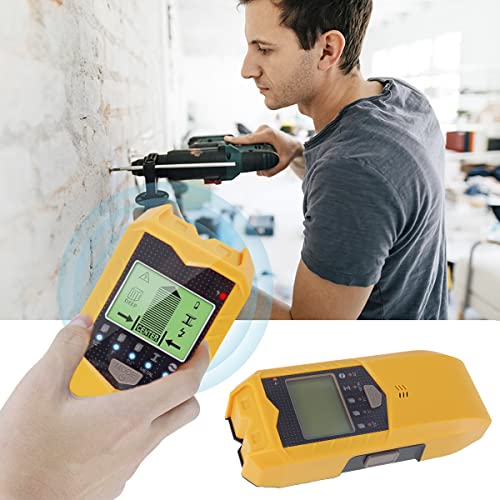 Stud Finder Wall Scanner, 5 in 1 Electronic Stud Sensor, Metal Detector Wall Scanner, Wall Wood Detector Scanner with LCD Display & Audio Alarm for Wood Metal Pipe Studs AC Wire Detection (Yellow)