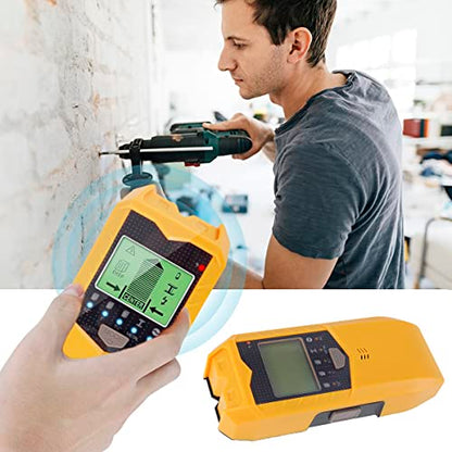 Stud Finder Wall Scanner, 5 in 1 Electronic Stud Sensor, Metal Detector Wall Scanner, Wall Wood Detector Scanner with LCD Display & Audio Alarm for Wood Metal Pipe Studs AC Wire Detection (Yellow)